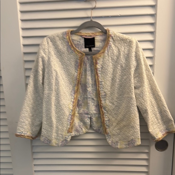 The Limited Vintage Cream Mixed Media Cropped Blazer - Size Small - Picture 1 of 3